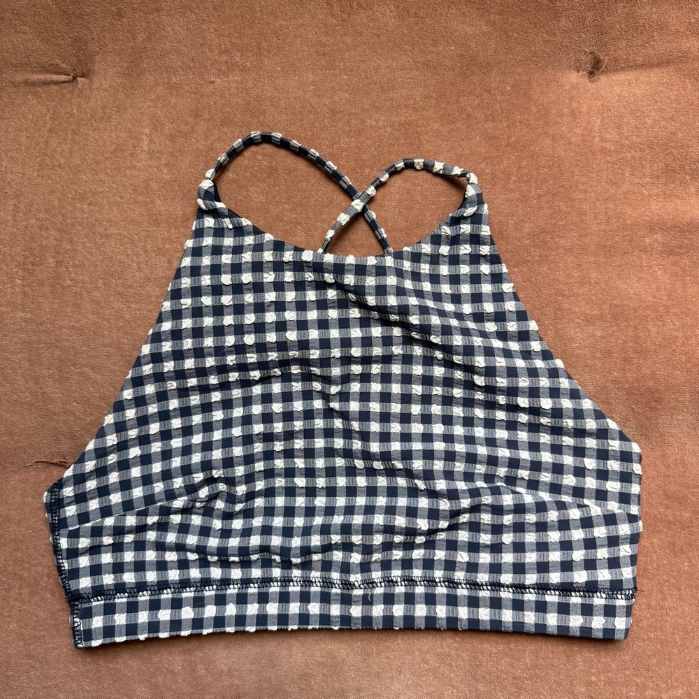 J. Crew Navy and White Checkered Sports Bra